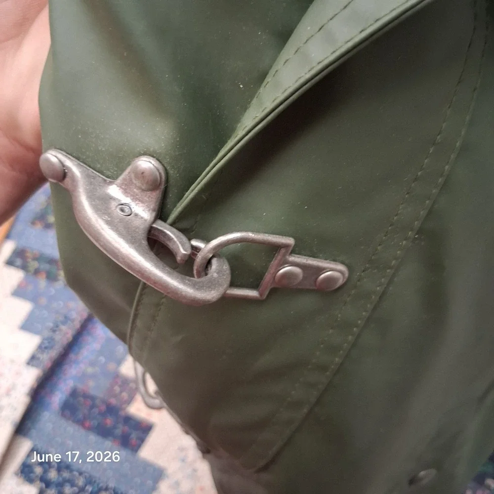 Vtg 90s Gymboree Gymsport Fireman Raincoat Jacket Green Blue Metal Clasp XL 5 6